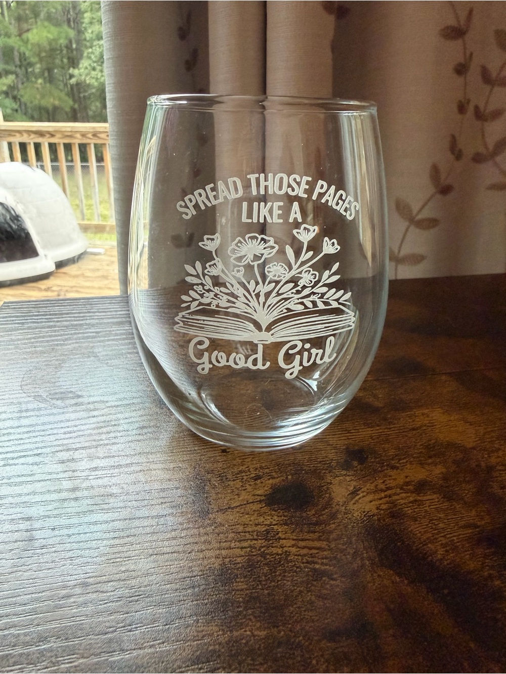 Good Girl Etched Stemless Wine Glass - Clear